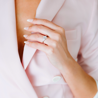 Evelyn Oval Cut Moissanite Engagement Ring in 14K White Gold