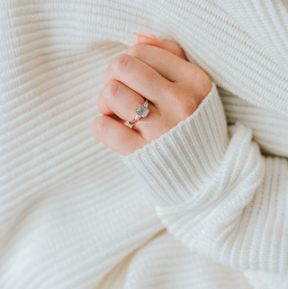 Emerald Cut Moissanite Engagement Ring in 14K Solid Rose Gold