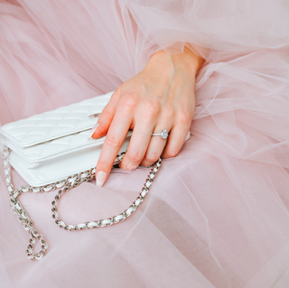 Elle Hidden Halo Moissanite Engagement Ring in 14K White Gold