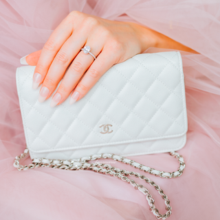 Elle Hidden Halo Moissanite Engagement Ring in 14K White Gold