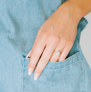 Astoria Moissanite Teardrop Engagement Ring (Hidden Accents) in 14K White Gold