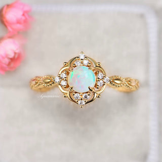 Vintage Opal Ring | Yellow Gold Vermeil Floral Opal Ring