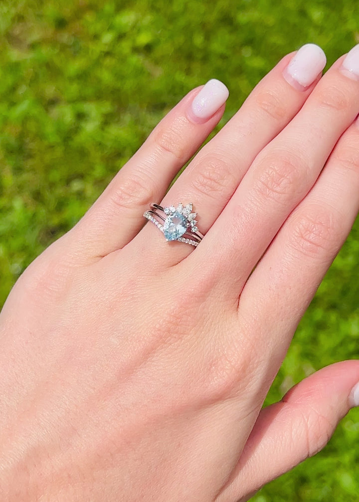 Dakota Aquamarine Ring Set- Sterling Silver