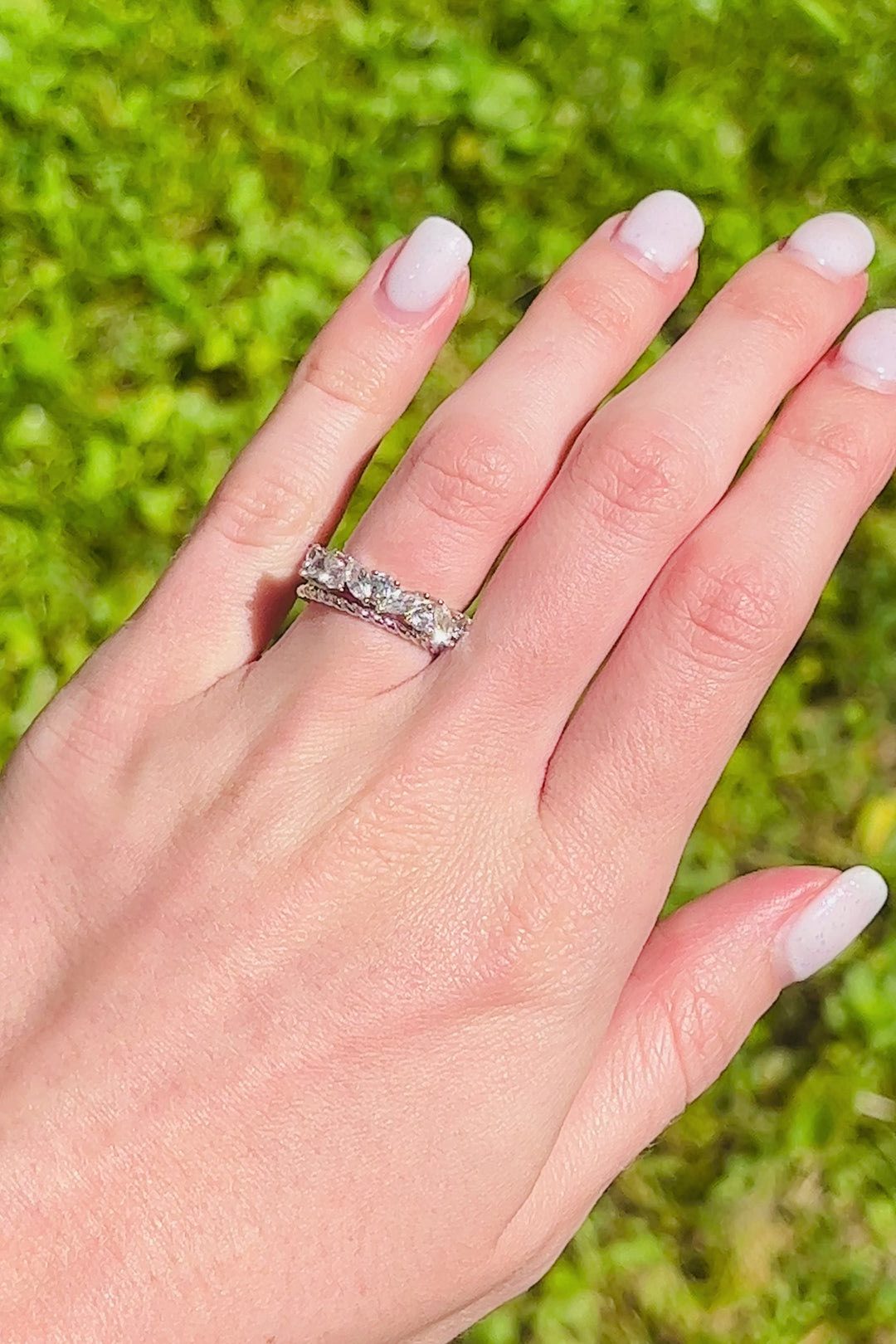 Willow White Sapphire Ring Set- Sterling Silver Ring