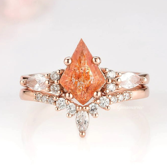 Skye Kite™  Kite Natural Sunstone Ring Set- 14K Rose Gold Vermeil