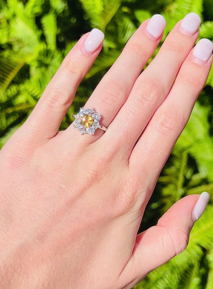 Magnolia Citrine Ring- Sterling Silver