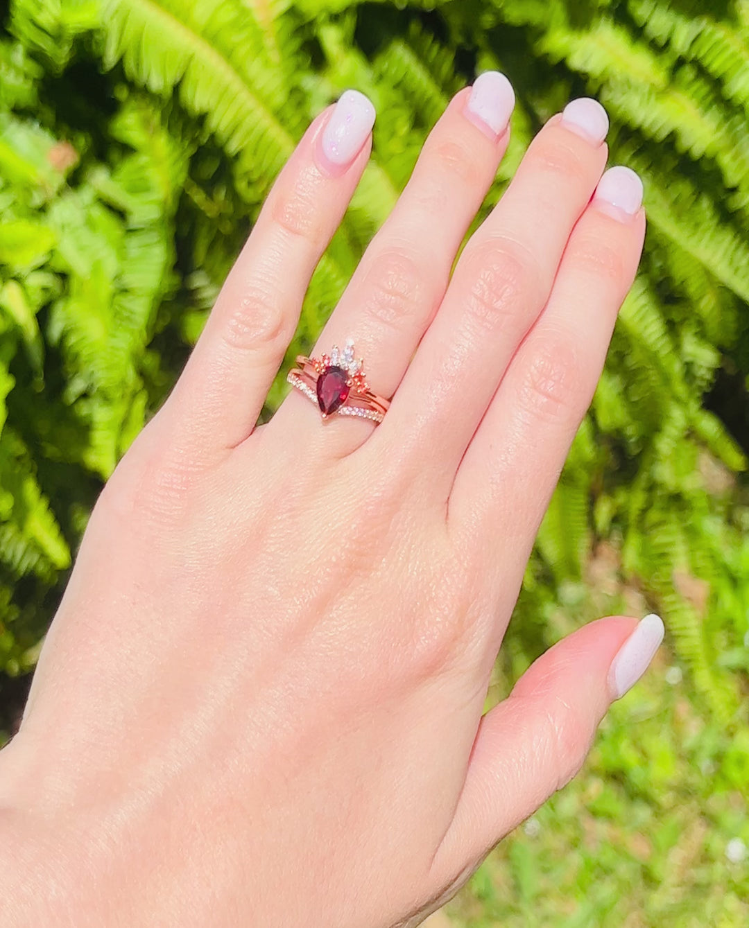 Dakota Garnet Ring Set- 14K Rose Gold Vermeil