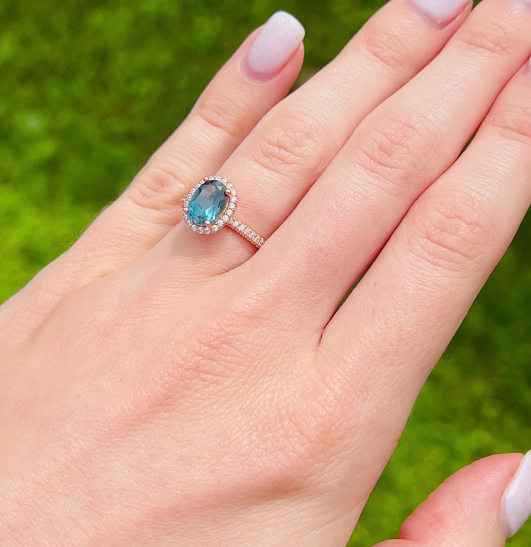 Iris London Blue Topaz Ring- 14K Rose Gold Vermeil