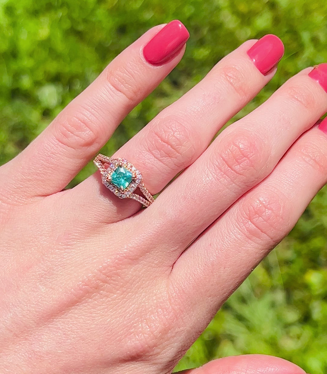 Split Shank Paraiba Tourmaline Ring- 14K Rose Gold Vermeil