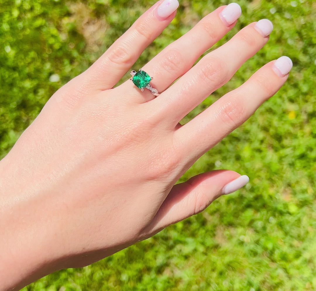 Sophia Emerald Ring- Sterling Silver