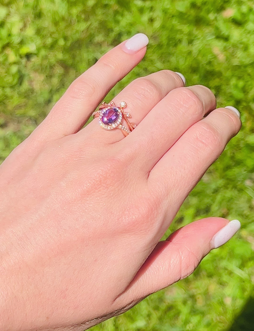 Gemma Amethyst Ring Set- 14K Rose Gold Vermeil