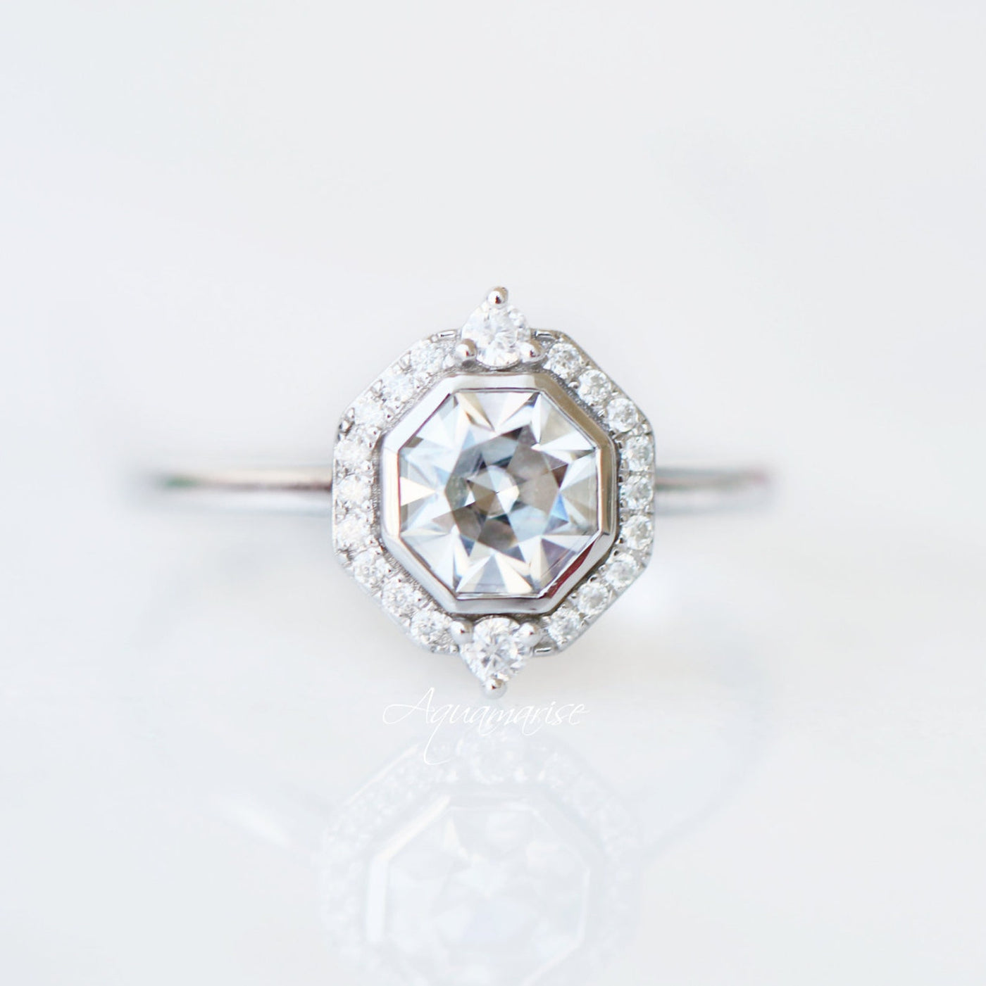 Octavia White Sapphire Ring- Sterling Silver