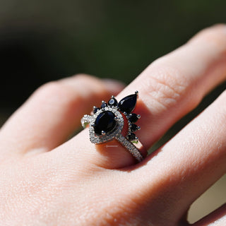 Amy Black Onyx Ring Set- 925 Sterling Silver