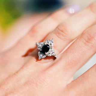 Stella Black Moissanite Engagement Ring in 14K White Gold