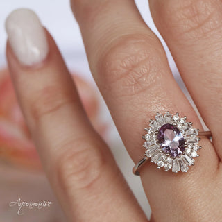 Victoria Art Deco Alexandrite Engagement Ring in Sterling Silver