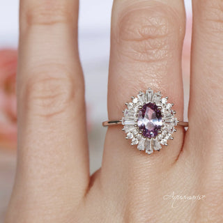 Victoria Art Deco Alexandrite Engagement Ring in 14K White Gold