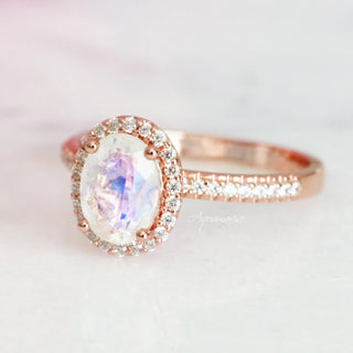 Iris Moonstone Engagement Ring in 14K Solid Rose Gold