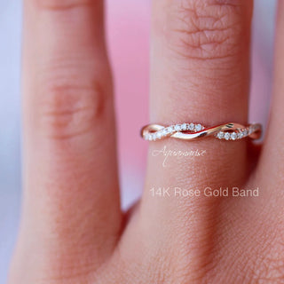 Petite Twisted Vine Wedding Band in 14K Solid Yellow Gold