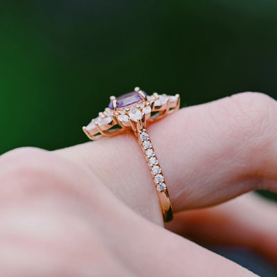 Stella Alexandrite Ring- 14K Rose Gold Vermeil- North Star Engagement Ring