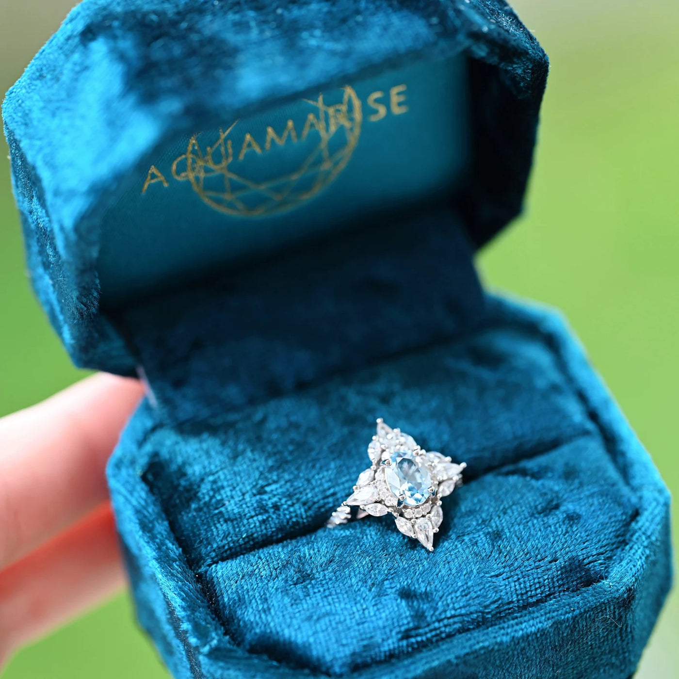 Stella North Star Aquamarine Engagement Ring- Sterling Silver
