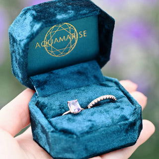 Alexandrite Engagement Ring Set- 14K Rose Gold Vermeil