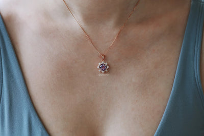 Snowflake Alexandrite Necklace- 14K Rose Gold Vermeil or Sterling Silver