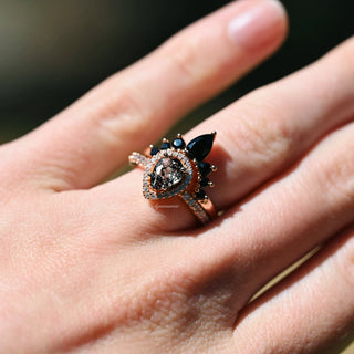 Amy Rutilated Quartz & Black Onyx Ring Set in 14K Rose Gold Vermeil