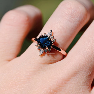 Hexagon London Blue Topaz Ring- 14K Rose Gold Vermeil