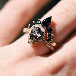 Amy Rutilated Quartz & Black Onyx Ring Set in 14K Rose Gold Vermeil