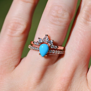 Natural Turquoise Ring Set- 14K Rose Gold Vermeil