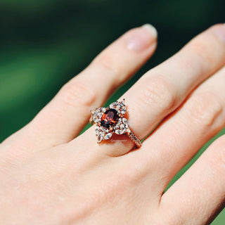 Stella Natural Red Garnet Ring- 14K Rose Gold Vermeil