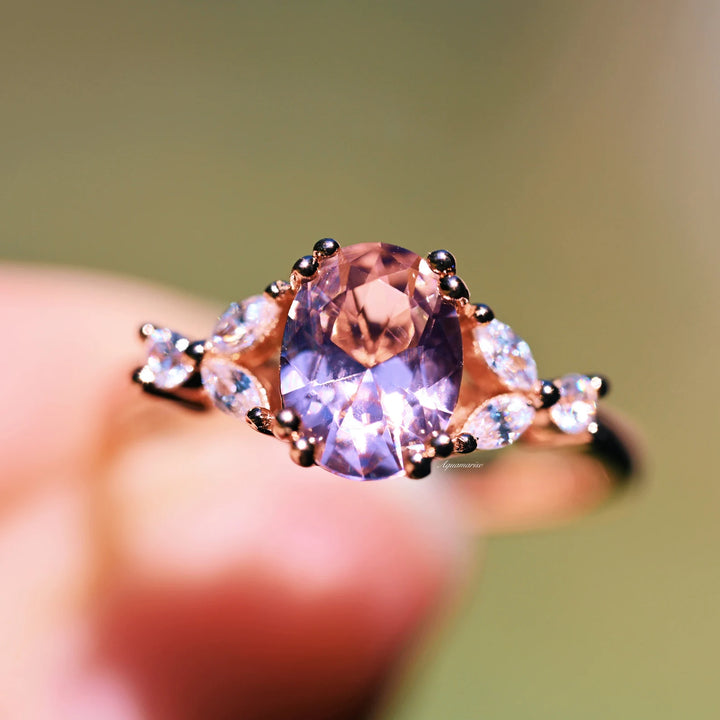 Oval Morganite Ring- 14K Rose Gold Vermeil