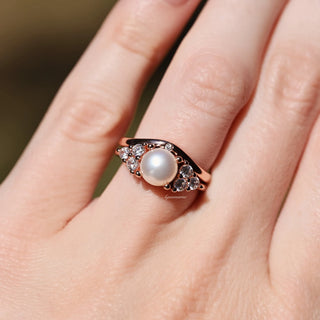 Natural Freshwater Pearl Ring Set in 14K Rose Gold Vermeil