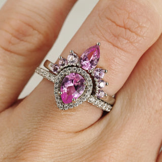 Amy Pink Sapphire Engagement Ring Set in Sterling Silver