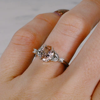 Oval Cut Blush Pink Morganite Ring in Sterling Silver
