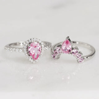 Amy Pink Sapphire Engagement Ring Set in Sterling Silver
