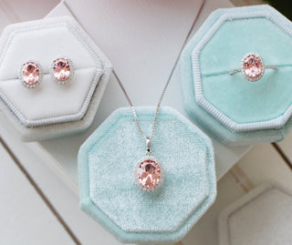 Iris Oval Morganite Stud Earrings in Sterling Silver