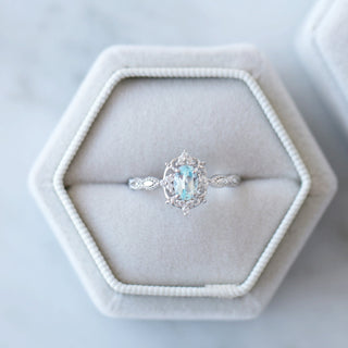 Vintage Aquamarine Engagement Ring in 14K White Gold