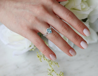 Flair Teardrop Aquamarine Ring in Sterling Silver