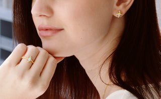 Natural Australian Opal Engagement Ring in 14K Yellow Gold Vermeil