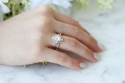 Valentina Moissanite Engagement Ring- 10K/14K/18K White Gold Diamond Ring