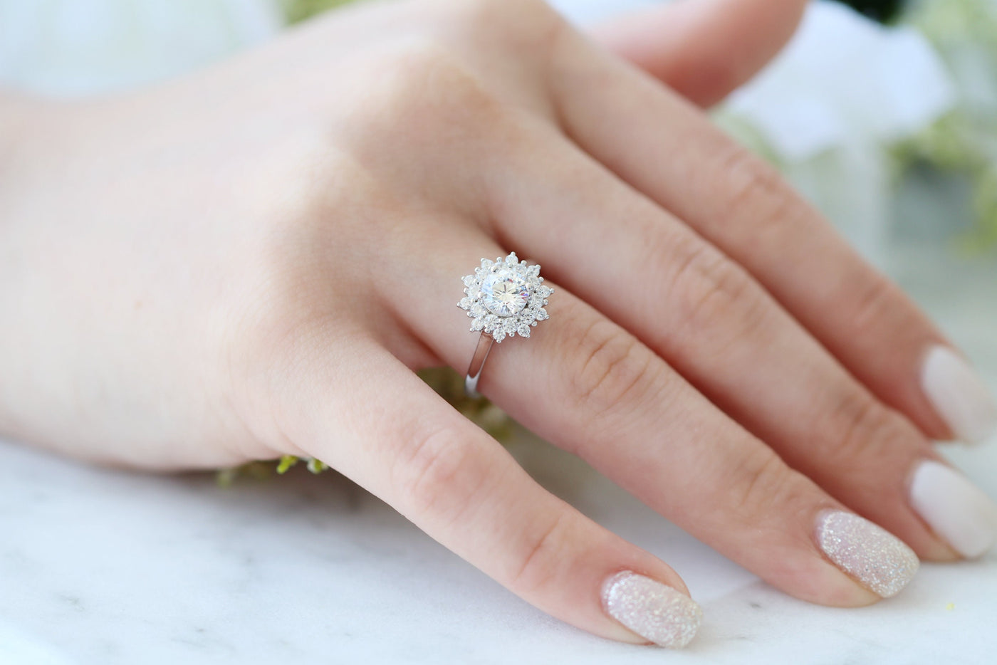 Avery Snowflake Diamond Ring- 14K White Gold