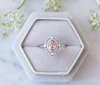 Valentina Art Deco Morganite Engagement Ring in 14K White Gold