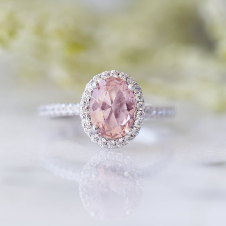 Iris Oval Morganite Ring- Sterling Silver