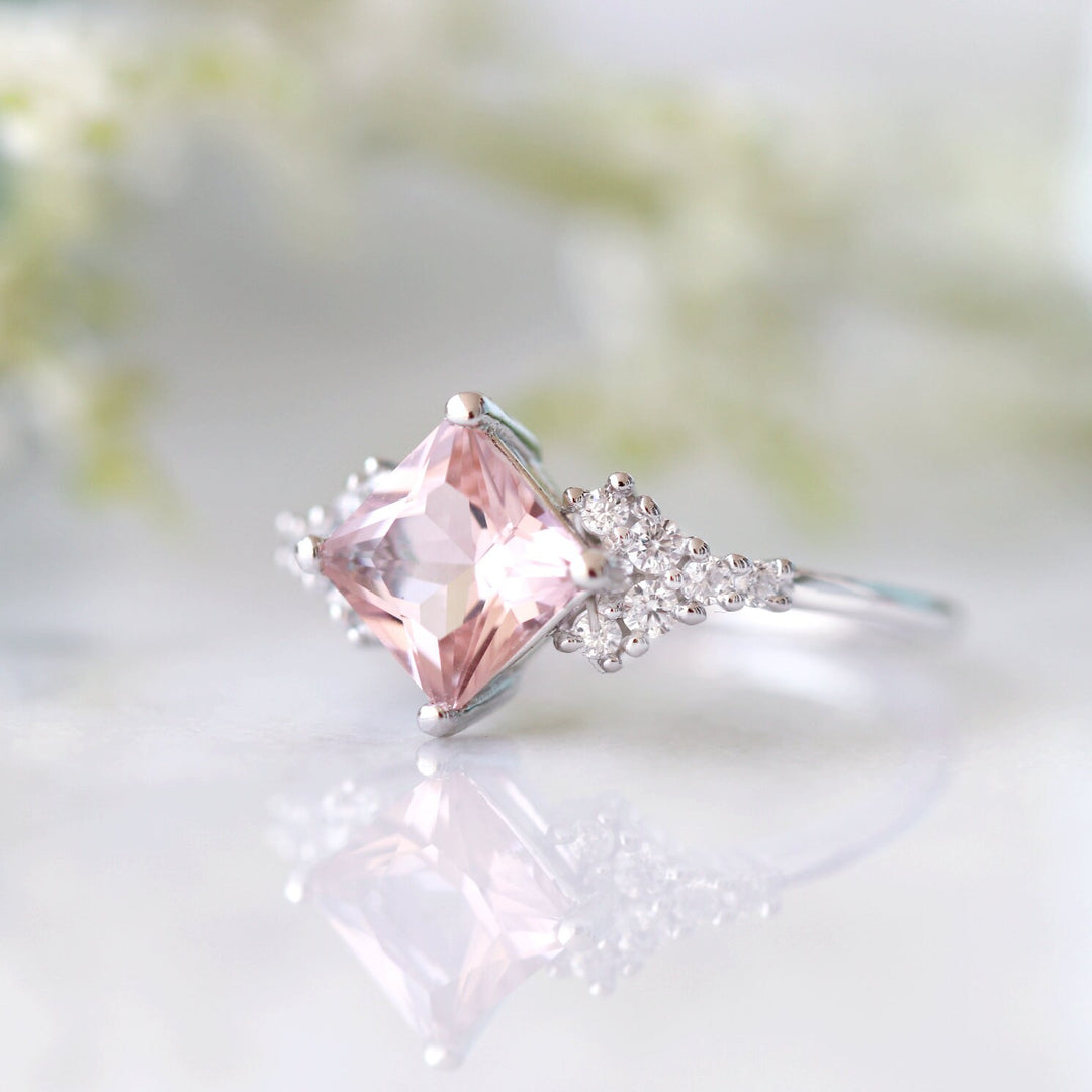 Ellie Morganite Ring- Sterling Silver