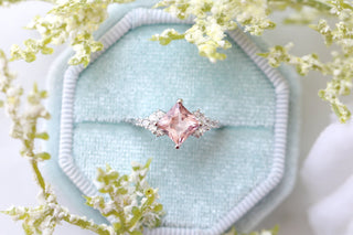 Ellie Princess Cut Morganite Engagement Ring in Sterling Silver