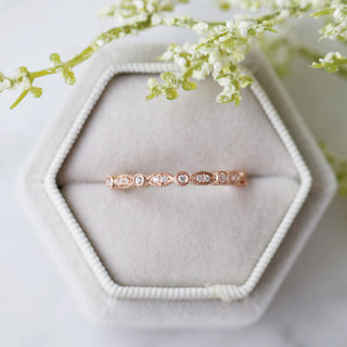 Art Deco Milgrain Wedding Band in 14K Rose Gold Vermeil