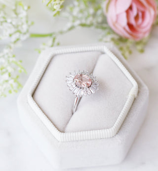 Victoria Art Deco Morganite Engagement Ring in 14K White Gold