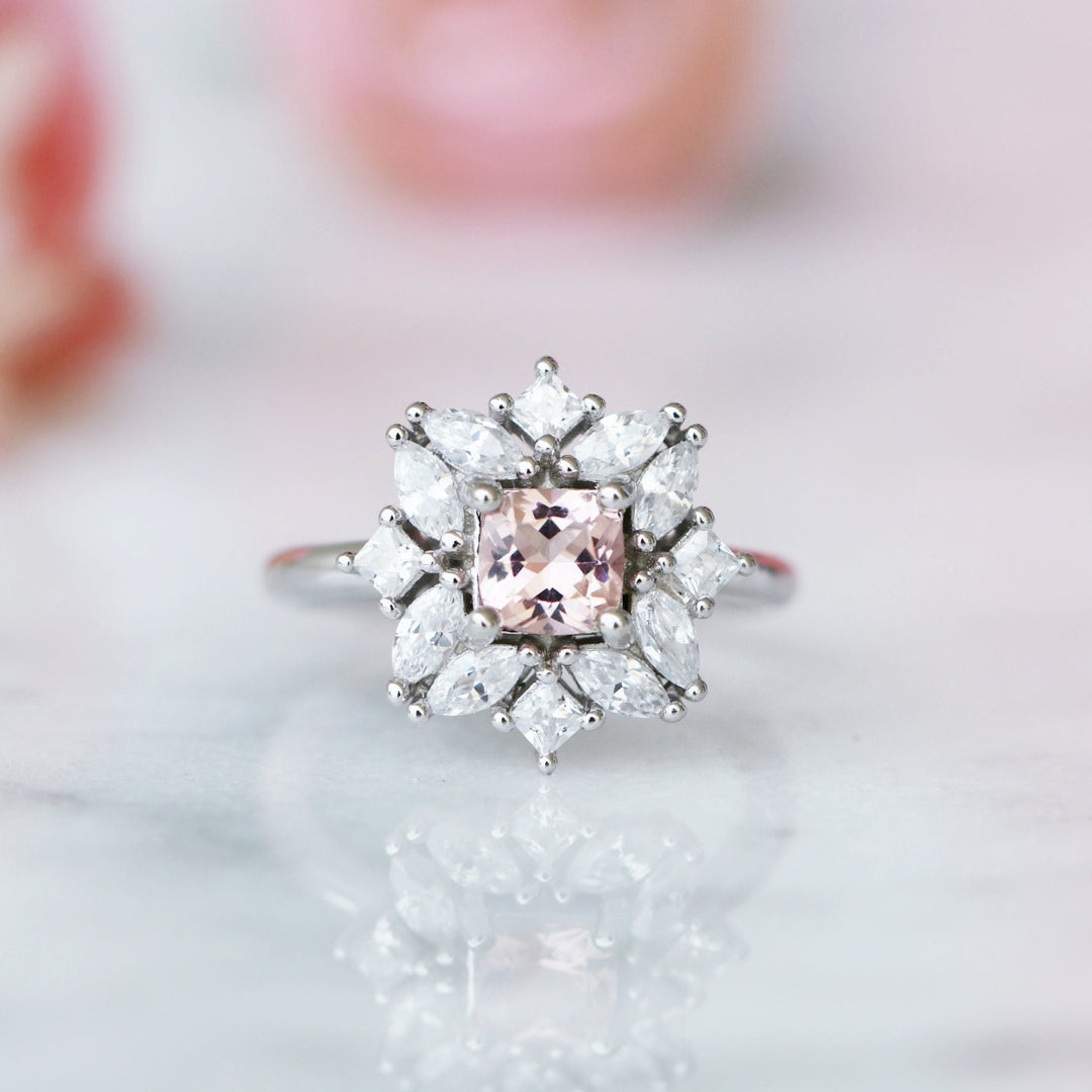 Magnolia Morganite Ring- Sterling Silver