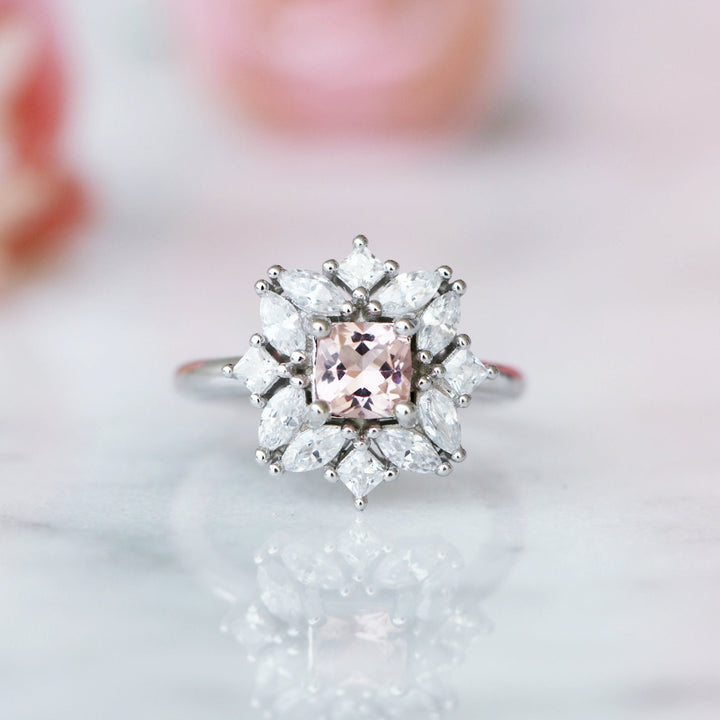 Magnolia Morganite Ring- Sterling Silver